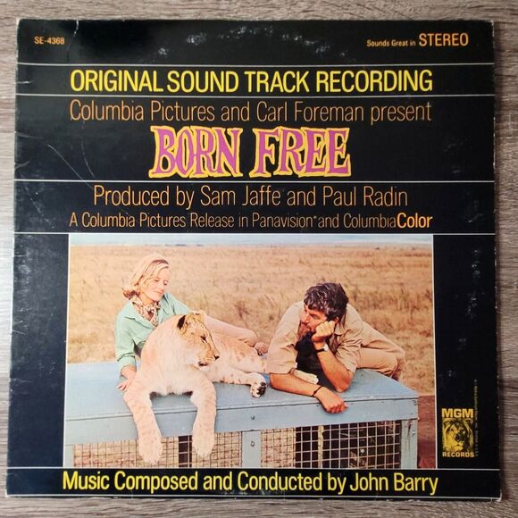 John Barry LP Born Free (Original Soundtrack) on MGM VG/VG '66 Stereo - Picture 1 of 4